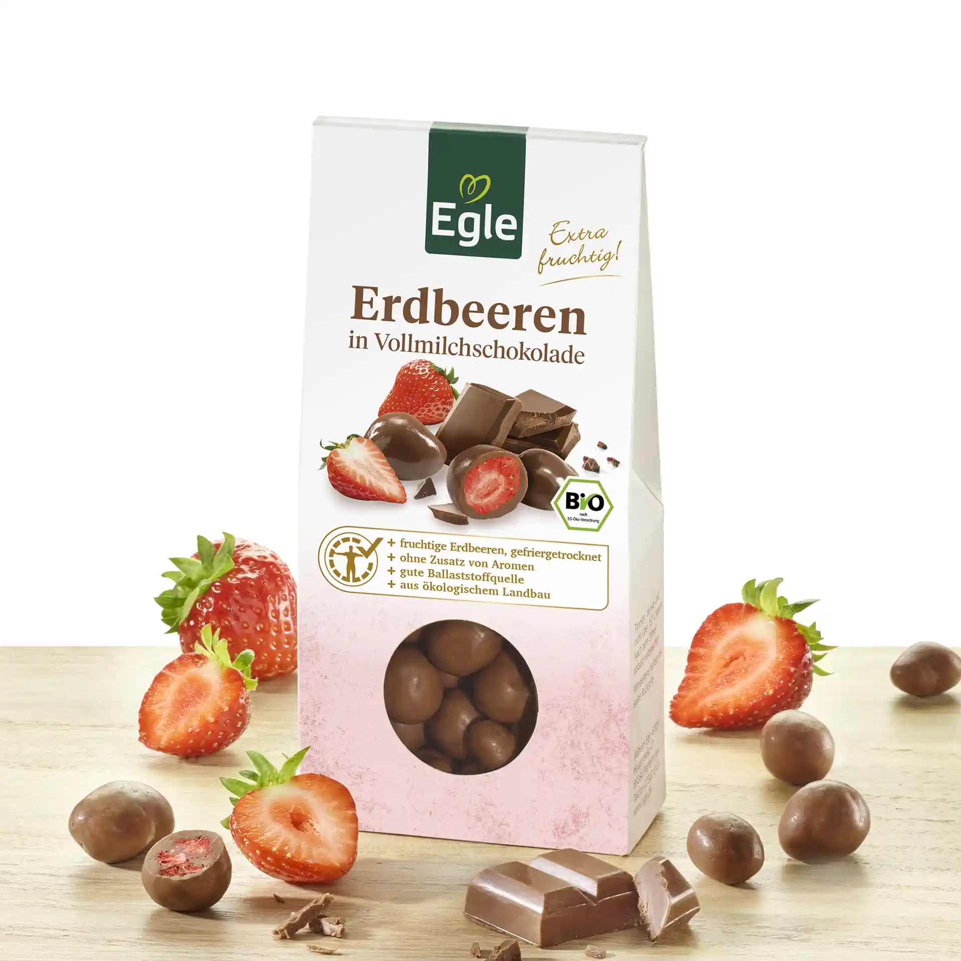 Bio Erdbeeren in Vollmilch-Schokolade, 2 x 90 g - Aktion