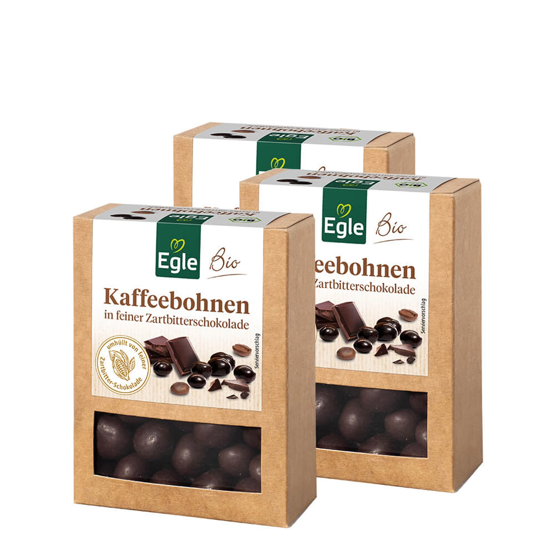 Bio Kaffeebohnen in feiner Zartbitterschokolade, 3 x 75 g – 2 + 1 Gratis