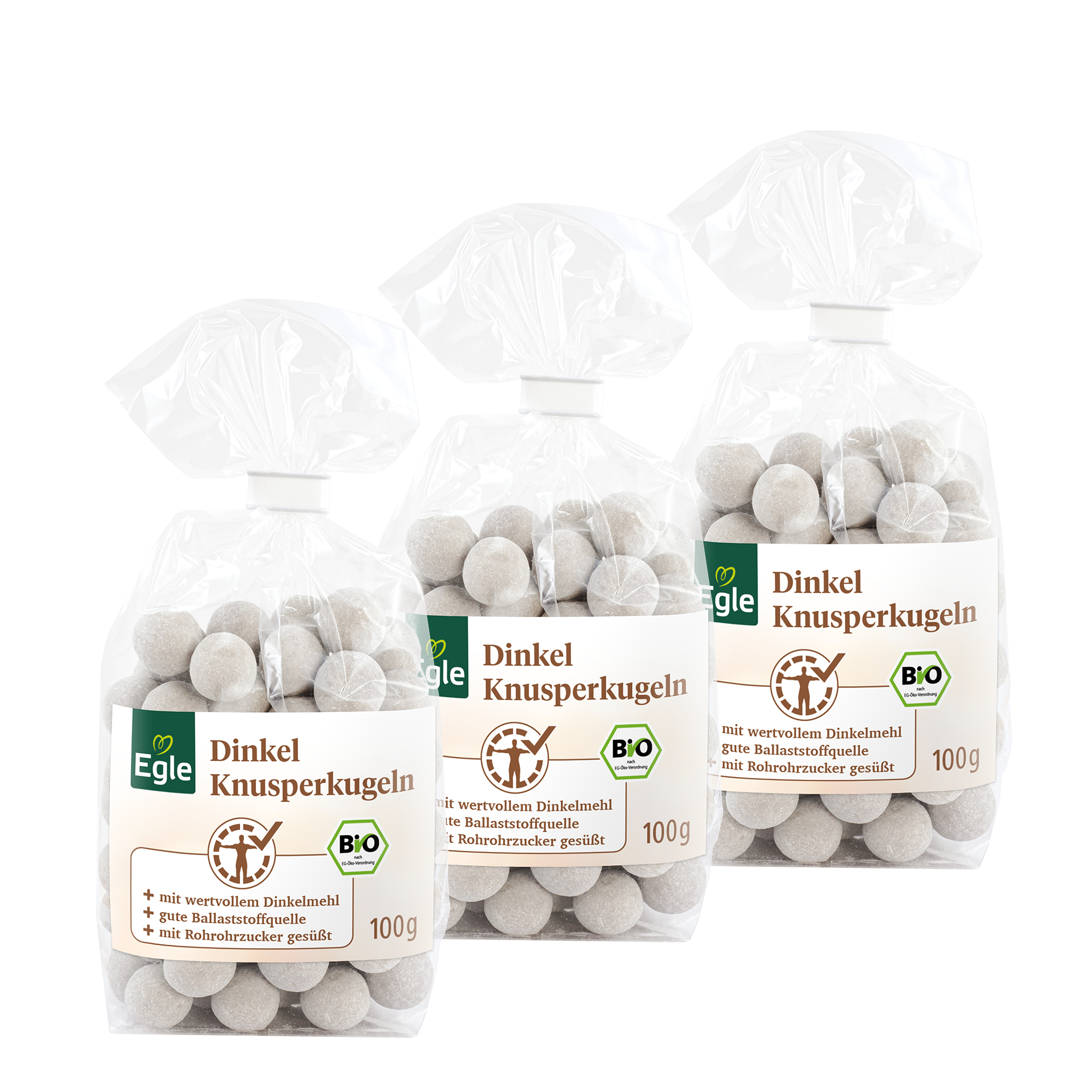 Bio Dinkel Knusperkugeln, 3 x 100 g