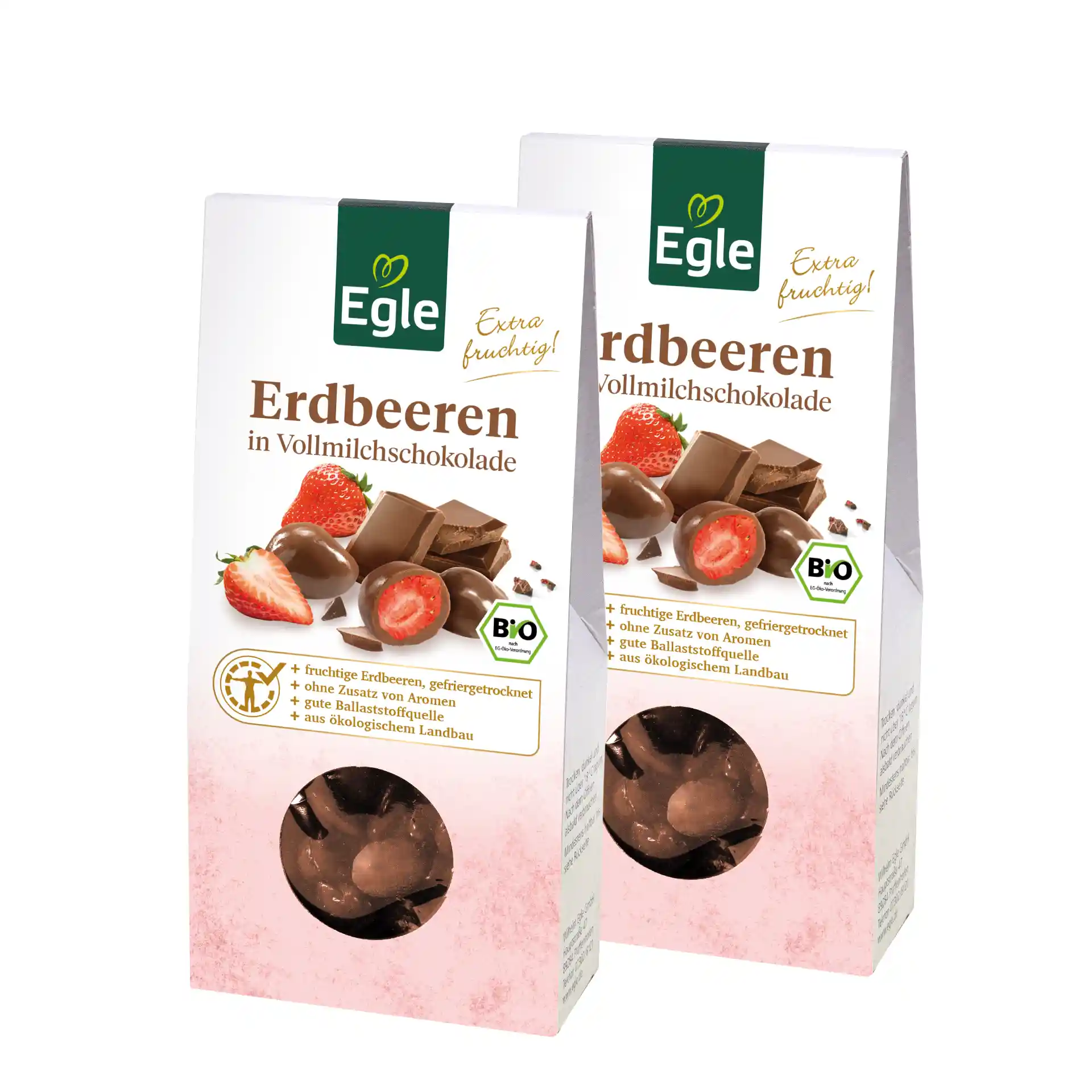 Bio Erdbeeren in Vollmilch-Schokolade, 2 x 90 g - Aktion