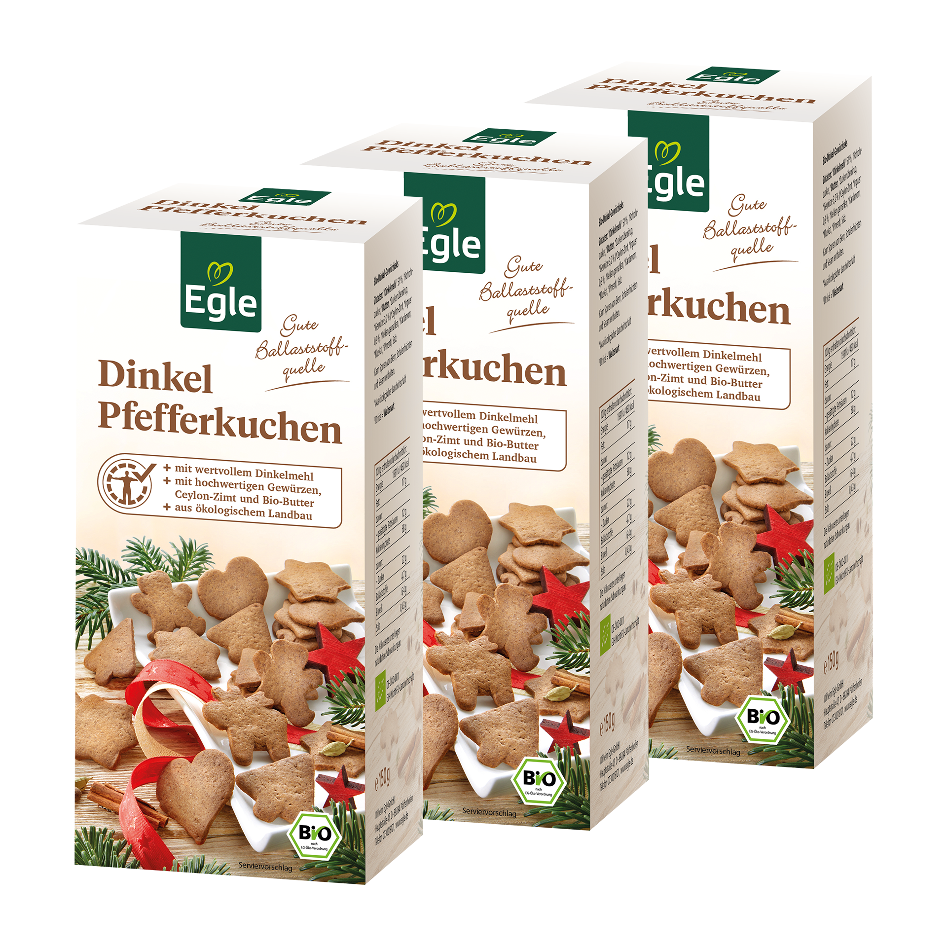 Bio Dinkel Pfefferkuchen, 3 x 150 g