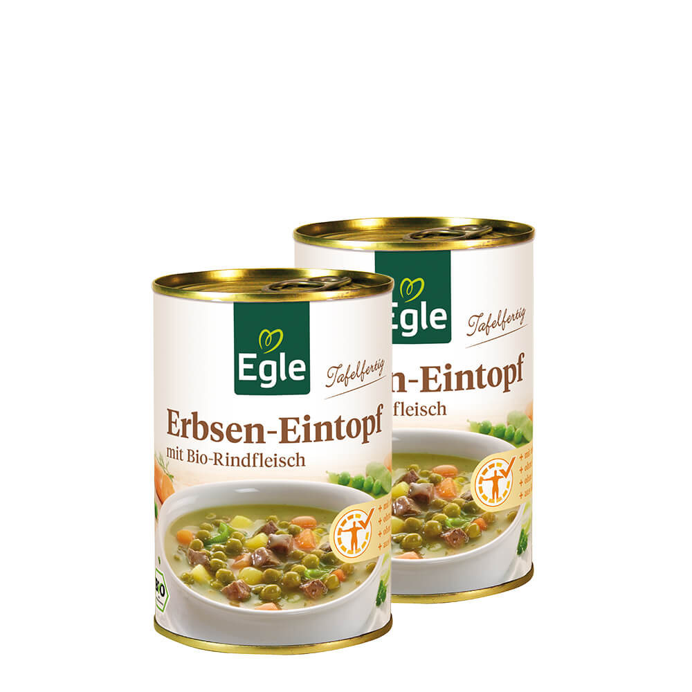 Bio Erbsen-Eintopf mit Rindfleisch, 2 x 400 g