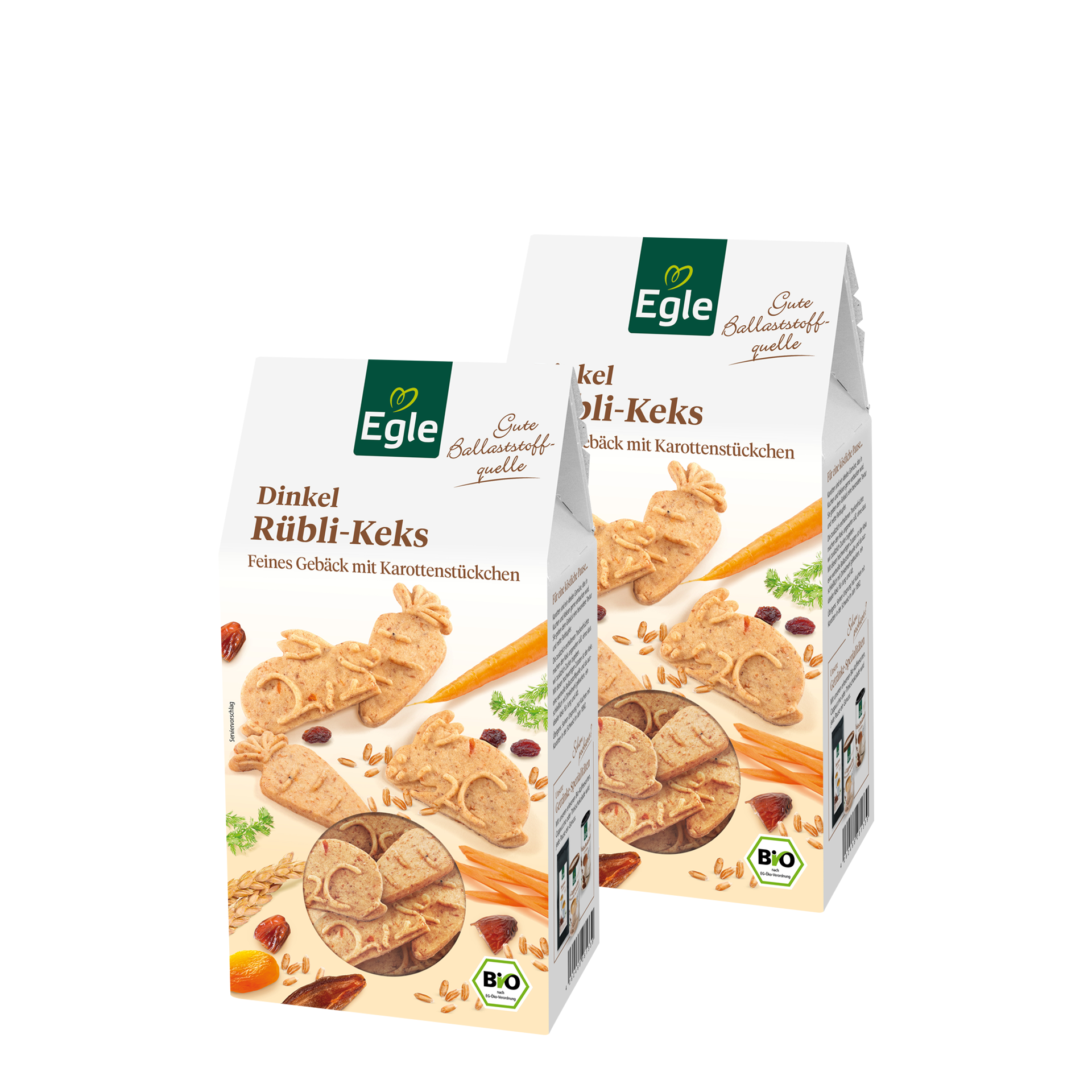 Bio Dinkel-Rübli-Kekse mit Karottenstückchen, 2 x 150 g