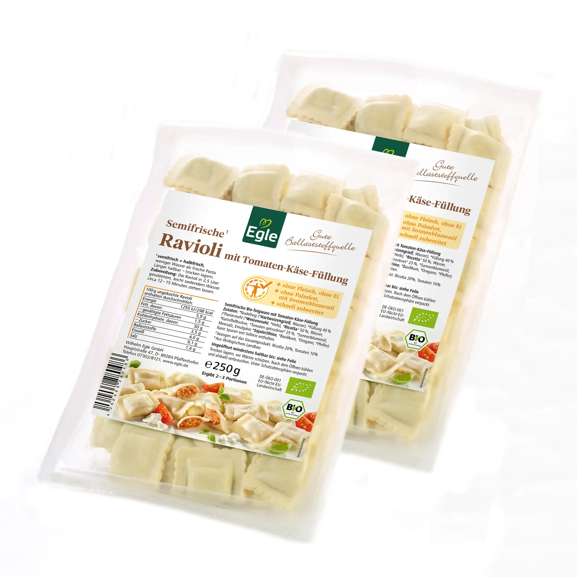 Bio Ravioli Tomate-Käse, 2 x 250 g