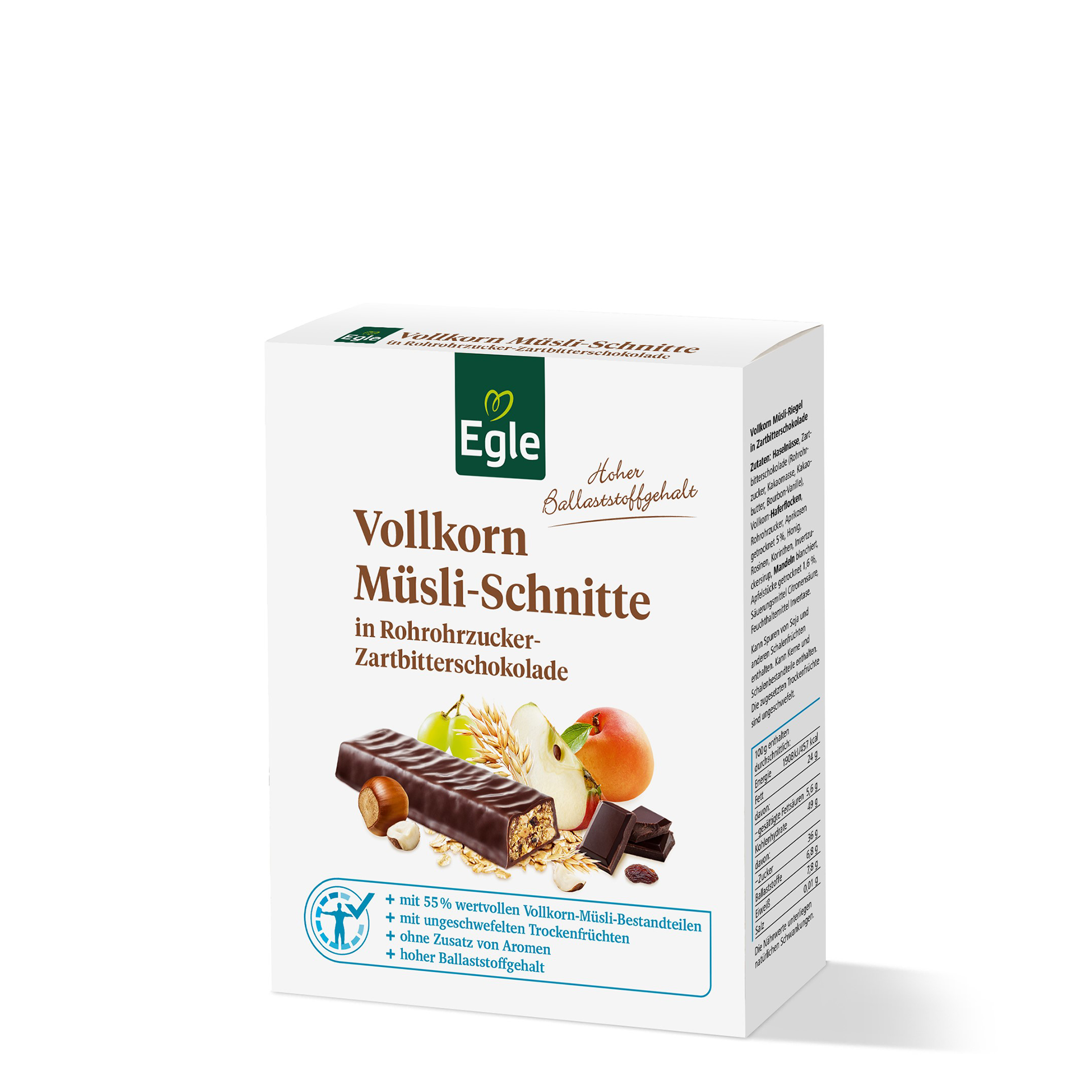 Vollkorn Müsli-Schnitten in Schokolade, 6 x 50 g